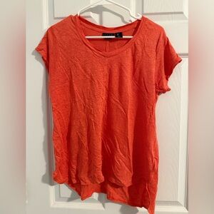 Tahari Orange Linen Top